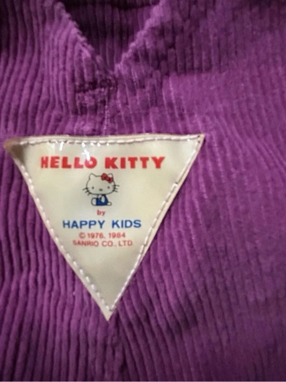 Vintage Toddler Girl Hello Kitty by Happy Kids Purple Overalls Size 24 Months